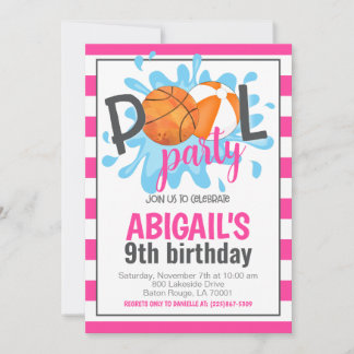 Basketball Pool Party Geburtstag Einladung