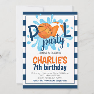 Basketball Pool Party Geburtstag Einladung