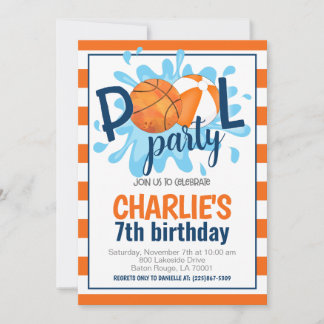 Basketball Pool Party Geburtstag Einladung
