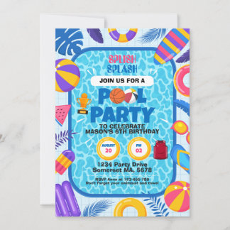 Basketball-Poolparty-Geburtstag Einladung