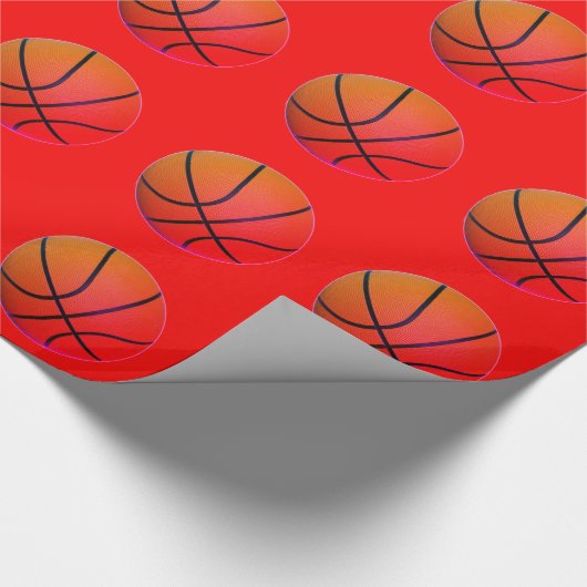 Basketball Pop Art Rotes Orange Geschenkpapier (Ecke)
