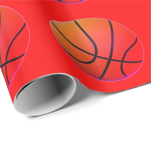 Basketball Pop Art Rotes Orange Geschenkpapier (Rolleneckpunkt)