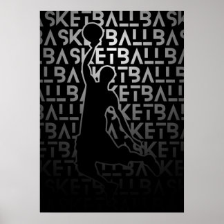 Basketball Poster Black and White | | Metal Look