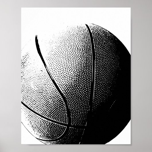 Basketball-Poster Schwarz-weiße Sportwerbung Poster (Vorne)