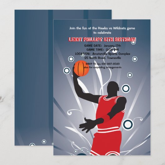 Basketball-Proeinladung Einladung (Vorne/Hinten)