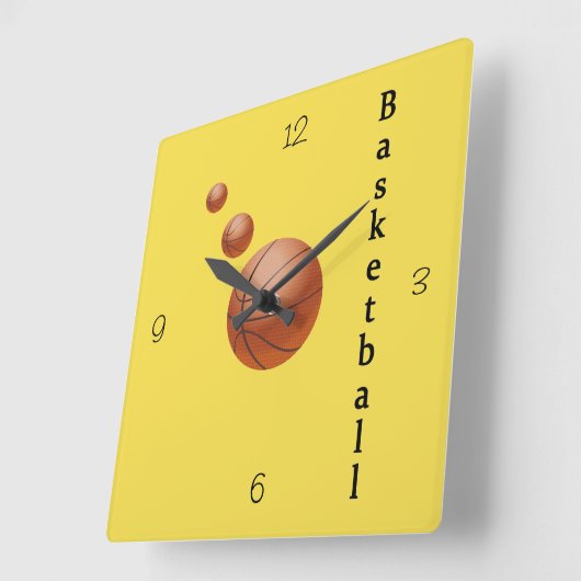 Basketball Quadratische Wanduhr (Winkel)