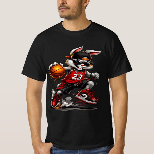Basketball Rabbit Street Style Graphic T-Shirt (Vorderseite)