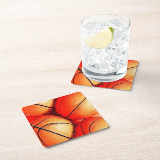 Basketball Rechteckiger Pappuntersetzer (Vor Ort)