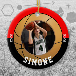 Basketball Red Black Team Colors Keramik Ornament