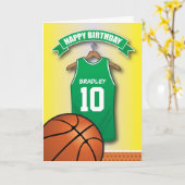 Basketball Red Jersey Sports Custom Birthday Karte (Gelbe Blume)