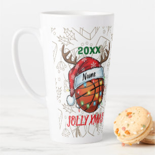 Basketball-Rentier mit Weihnachtsmannmütze Weihnac Milchtasse