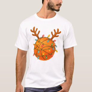 Basketball Rentierer Weihnachtslicht Sonnenschein T-Shirt