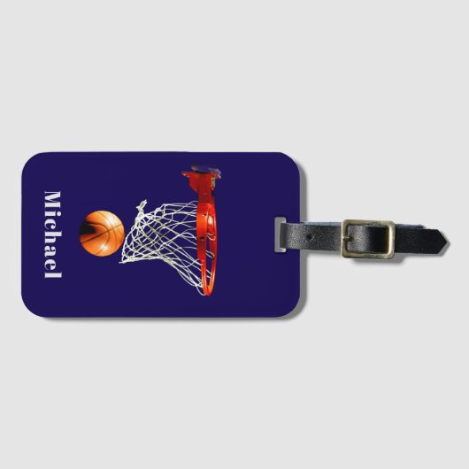 Basketball Replace with Your Name Gepäckanhänger (Vorderseite (Horizontal))