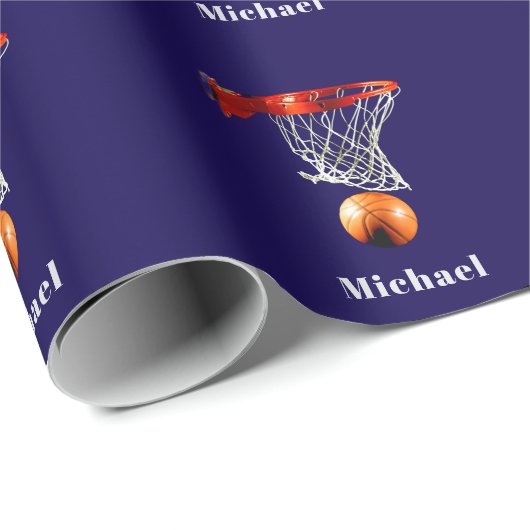 Basketball Replace with Your Name Geschenkpapier (Rolleneckpunkt)