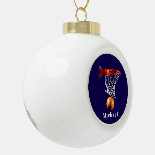 Basketball Replace with Your Name Keramik Kugel-Ornament (Links)