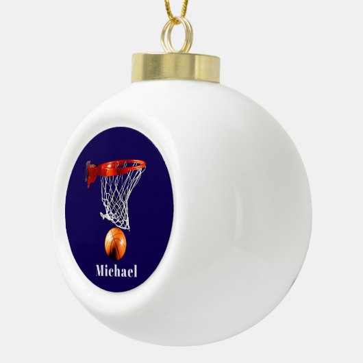 Basketball Replace with Your Name Keramik Kugel-Ornament (Rechts)