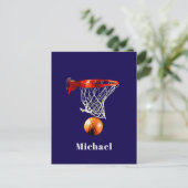 Basketball Replace with Your Name Postkarte (Stehend Vorderseite)