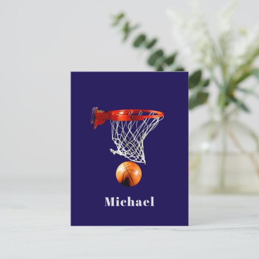 Basketball Replace with Your Name Postkarte (Stehend Vorderseite)