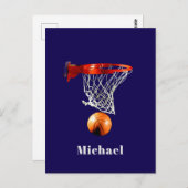 Basketball Replace with Your Name Postkarte (Vorne/Hinten)