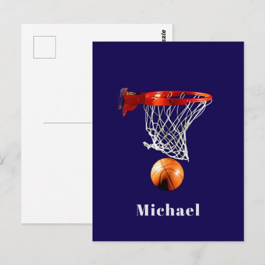 Basketball Replace with Your Name Postkarte (Vorne/Hinten)