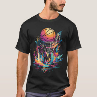 Basketball Retro Vintag farbige Gefärbte Krawatte  T-Shirt