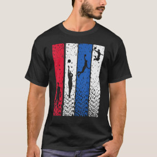 Basketball Retro Vintag USA Flag Red White Blue P T-Shirt