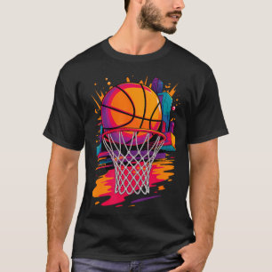 Basketball Retro Vintage Farbige Tie Dye Farbe T-Shirt