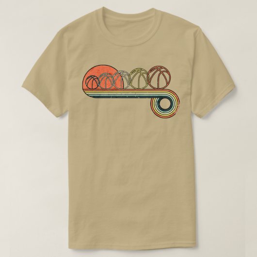 Basketball Retro-Vintage Regenbogenfarbe T-Shirt (Design vorne)