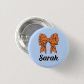 Basketball Ribbon Bow Custom Button (Vorne & Hinten)