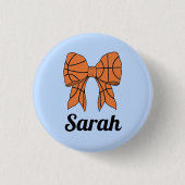 Basketball Ribbon Bow Custom Button (Vorderseite)