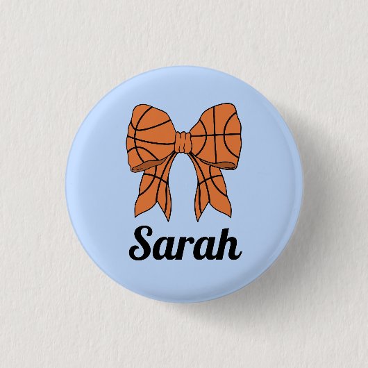 Basketball Ribbon Bow Custom Button (Vorderseite)