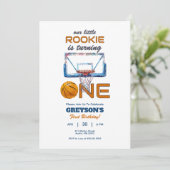 Basketball Rookie 1. Geburtstag Einladung (Stehend Vorderseite)