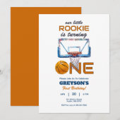 Basketball Rookie 1. Geburtstag Einladung (Vorne/Hinten)