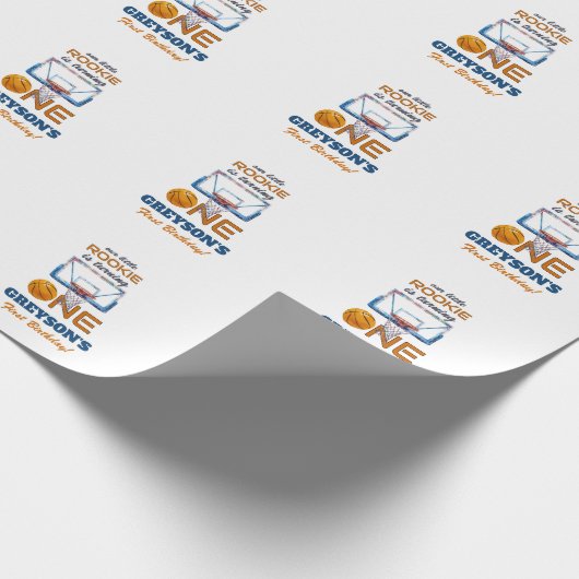 Basketball Rookie Of The Year First Birthday Geschenkpapier (Ecke)