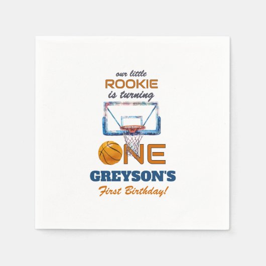 Basketball Rookie Of The Year First Birthday Serviette (Vorderseite)