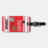 Basketball rot und weiß gepäckanhänger (Vorderseite horizontal)