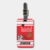 Basketball rot und weiß gepäckanhänger (Vorderseite vertikal)