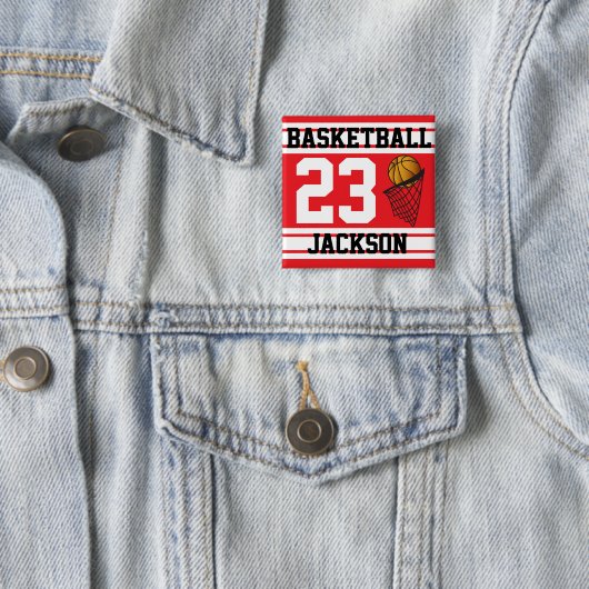 Basketball Rote und weiße Streifen | DIY Text Button (Beispiel)