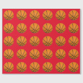 Basketball Rotes Orange Geschenkpapier (Flach)