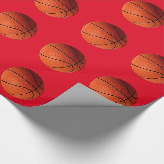 Basketball Rotes Orange Geschenkpapier (Ecke)