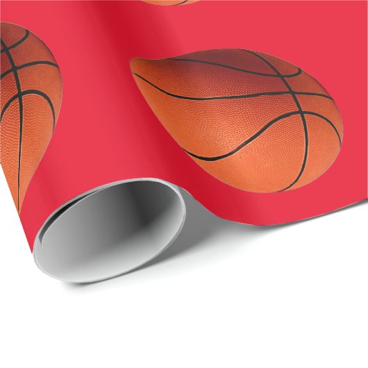 Basketball Rotes Orange Geschenkpapier (Rolleneckpunkt)