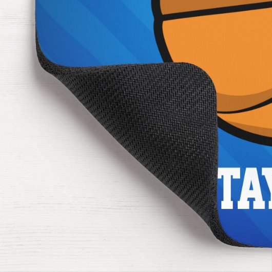 Basketball; Royal Blue Stripes Mousepad (Ecke)