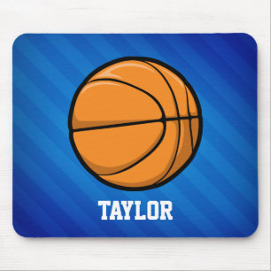Basketball; Royal Blue Stripes Mousepad