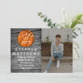 Basketball Rustikales Foto Abschluss Ankündigung (Stehend Vorderseite)