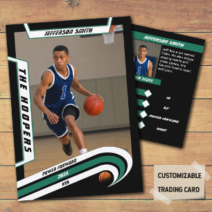 Basketball-Sammelkarten in lebendigem Grün Schwarz Telefonnummerkarte