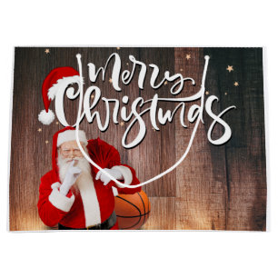 Basketball Santa Claus Frohe Weihnachten Neues Jah Große Geschenktüte