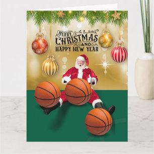 Basketball Santa Claus Frohe Weihnachten Neues Jah Karte