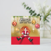 Basketball Santa Claus Frohe Weihnachten Neues Jah Karte (Stehend Vorderseite)