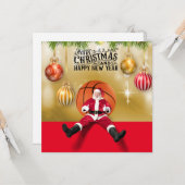 Basketball Santa Claus Frohe Weihnachten Neues Jah Karte (Vorderseite/Rückseite Beispiel)