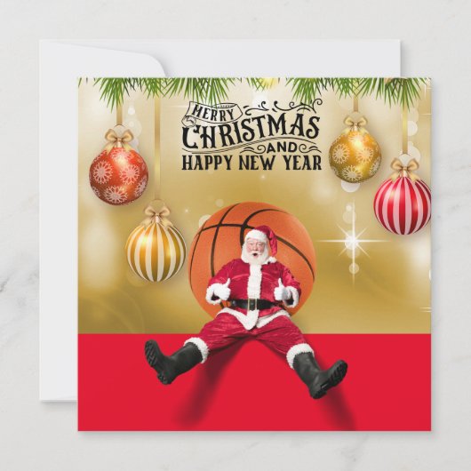 Basketball Santa Claus Frohe Weihnachten Neues Jah Karte (Vorderseite)